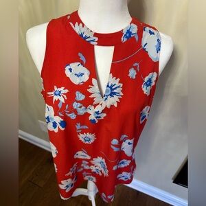 Mud Pie Coral and Blue Floral Top Medium